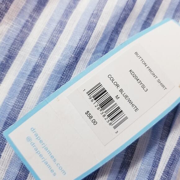 Draper James RSVP Linen Blend Striped Button Front Short Sleeves Shirt - Picture 10 of 11